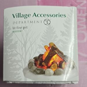 Department 56 Lit Fire Pit with Orange Flame and Brown Logs